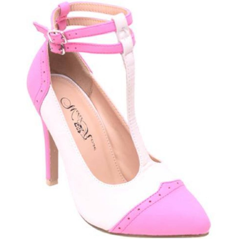 New in Box - Wild Rose - Georgeous Cream and Fuchsia Pink 4" Leather (PU) Heels
